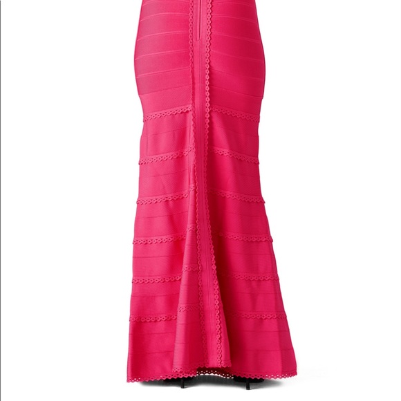 Herve Leger Hot Pink Long Gown Size Small - Picture 4 of 9